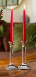 Silver Editions Silverplated Acrylic Column Candlestick Single in Silver - thumbnail 2