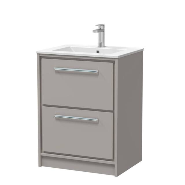 Balterley Bathroom Floor 2 Soft Close Drawer Vanity Unit Basin, Grey, 600mm in Grey - image 1