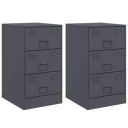 Berkfield Home Stylish Bedside Cabinets 2 pcs Anthracite 34.5x39x62 cm Steel in Charcoal - thumbnail 3