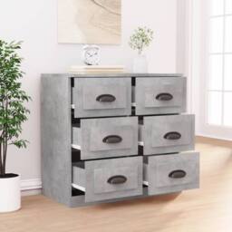 Berkfield Home Sideboard Concrete Grey 70x35.5x67.5 cm Engineered Wood - thumbnail 3