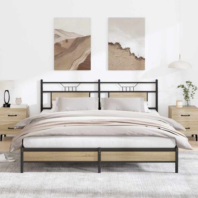 Berkfield Home Bed Frame without Mattress Sonoma Oak 183x203 cm Engineered Wood in Brown - image 1