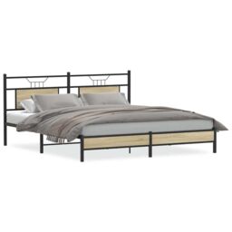 Berkfield Home Bed Frame without Mattress Sonoma Oak 183x203 cm Engineered Wood in Brown - thumbnail 2