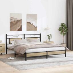 Berkfield Home Bed Frame without Mattress Sonoma Oak 183x203 cm Engineered Wood in Brown - thumbnail 4