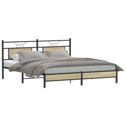 Berkfield Home Bed Frame without Mattress Sonoma Oak 183x203 cm Engineered Wood in Brown - thumbnail 3