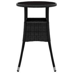 Berkfield Home Garden Table Ã˜60x75 cm Tempered Glass & Poly Rattan Black - Size: 60x75 cm - thumbnail 4