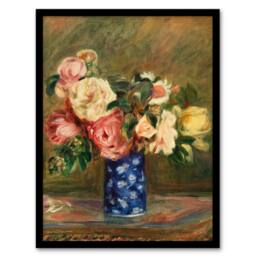 Artery8 Pierre Auguste Renoir Framed Wall Art Print Bouquet of Roses in Brown - Size: A4 - thumbnail 1