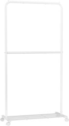 SONGMICS Rolling Clothes Rack with Middle Rod & Storage Shelf in White - thumbnail 7
