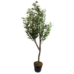 Leaf 120cm Artificial Natural Look Olive Tree with Wooden Trunk in Green
