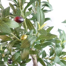 Leaf 120cm Artificial Natural Look Olive Tree with Wooden Trunk in Green - thumbnail 7