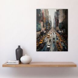 "Artery8 NYC New York Rush Hour Traffic Acrylic Painting 5th Avenue Yellow Cabs Large Wall Art Poster Print Thick Paper 18X24 Inch - Size: W18"" x H24""" - thumbnail 4