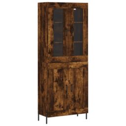 Berkfield Home Highboard Smoked Oak 69.5x34x180 cm Engineered Wood in Brown - thumbnail 2