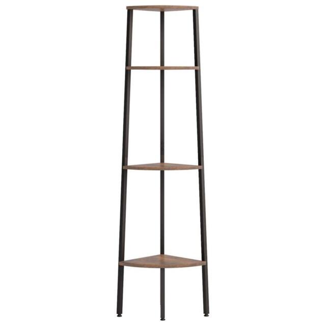 Berkfield Home Practical 4-Tier Corner Shelf Dark Brown & Black 45.5x31.5x150 cm - image 1