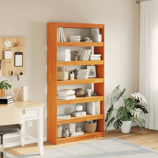 Berkfield Home Beautiful Book Cabinet/Room Divider 100x30x199.5 cm Solid Wood Pine in Brown - image 1
