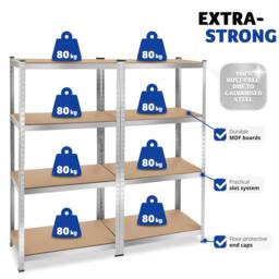 tectake Garage Shelving 640 Kg - Silver - thumbnail 4