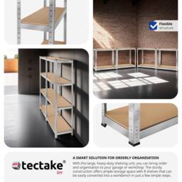 tectake Garage Shelving 640 Kg - Silver - thumbnail 3