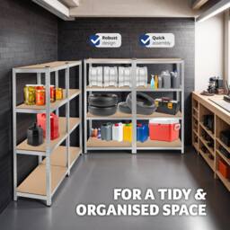 tectake Garage Shelving 640 Kg - Silver - thumbnail 7