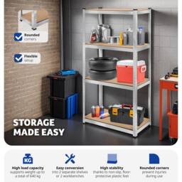 tectake Garage Shelving 640 Kg - Silver - thumbnail 5