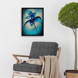 "Artery8 Wall Art Print Abstract Blue Orchid Floral Modern Art Framed in Black - Size: W12"" x H16""" - thumbnail 2