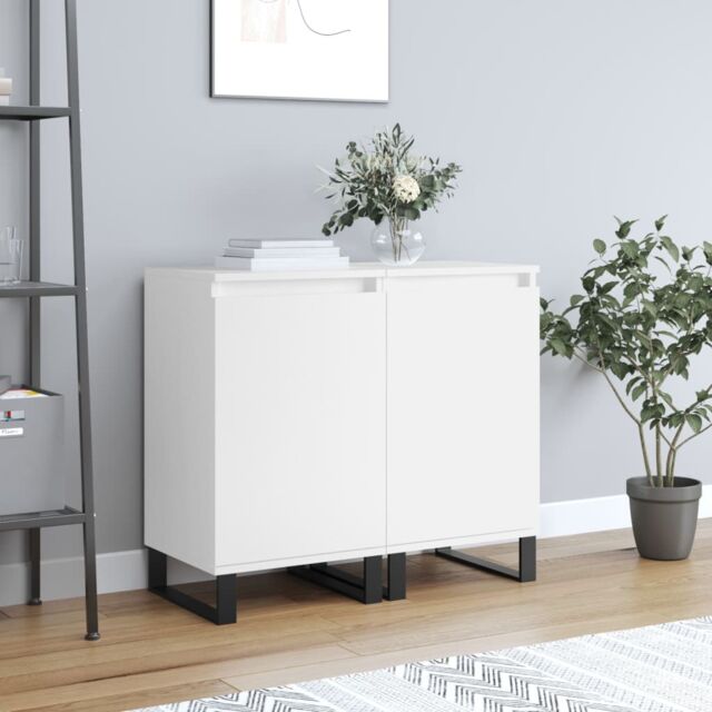 Berkfield Home Sideboards 2 pcs White 40x35x70 cm Engineered Wood in Black - Size: 40 x 35 x 70 cm - image 1
