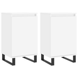 Berkfield Home Sideboards 2 pcs White 40x35x70 cm Engineered Wood in Black - Size: 40 x 35 x 70 cm - thumbnail 2