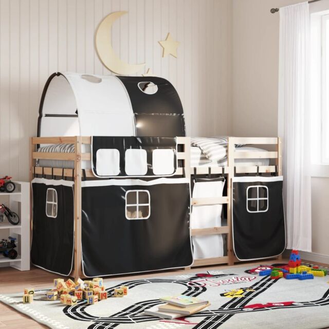 Berkfield Home Bunk Bed without Mattress White&Black 80x200 cm Solid Wood Pine in Black - image 1