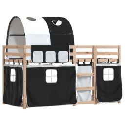Berkfield Home Bunk Bed without Mattress White&Black 80x200 cm Solid Wood Pine in Black - thumbnail 3
