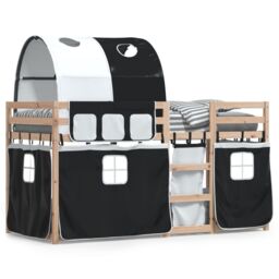 Berkfield Home Bunk Bed without Mattress White&Black 80x200 cm Solid Wood Pine in Black - thumbnail 2