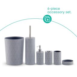 LIVIVO Stylish Modern 6-Piece Bathroom Set in Grey - thumbnail 5
