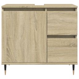 Berkfield Home Bathroom Sink Cabinet Sonoma Oak 65x33x60 cm Engineered Wood in Brown - Size: 65 x 33 x 60 cm - thumbnail 3