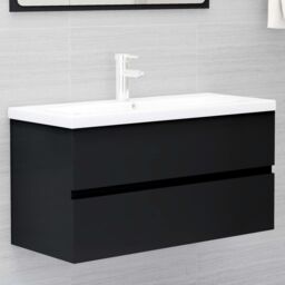 Berkfield Home Sink Cabinet Black 90x38.5x45 cm Engineered Wood - thumbnail 1