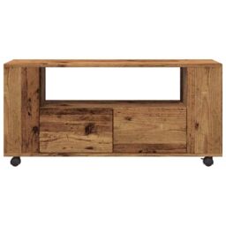 Berkfield Home TV Cabinet with Wheels Old Wood 102x34.5x43 cm Engineered Wood in Brown - thumbnail 4