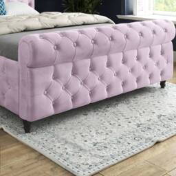 Casani Steeton Sleigh Upholstered Pink Soft Velvet Designer Bed Frame - Size: Small Single - thumbnail 7