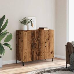 Berkfield Home Sideboard Old Wood 90x34x80 cm Engineered Wood in Brown - Size: 90 x 34 x 80 cm - thumbnail 3