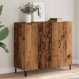 Berkfield Home Sideboard Old Wood 90x34x80 cm Engineered Wood in Brown - Size: 90 x 34 x 80 cm - thumbnail 2