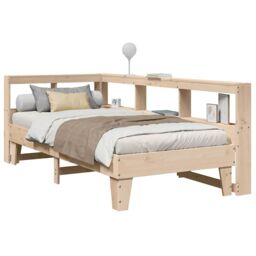 Berkfield Home Bookcase Bed without Mattress 90x190cm Solid Wood Pine in Brown - Size: 90x190 cm - thumbnail 1