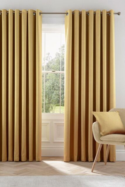 Helena Springfield 'Eden' Woven Lined Curtains in Mustard - Size: 228 cm width x 183 cm drop - image 1