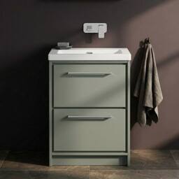 Balterley Bathroom 2 Soft-Close Drawer, Fireclay Basin, Green, 600mm in Green - thumbnail 3
