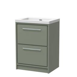 Balterley Bathroom 2 Soft-Close Drawer, Fireclay Basin, Green, 600mm in Green - thumbnail 1