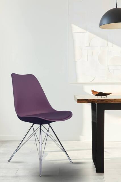 Fusion Living Soho Plastic Dining Chair with Chrome Metal Legs in Aubergine - image 1