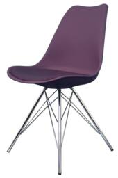 Fusion Living Soho Plastic Dining Chair with Chrome Metal Legs in Aubergine - thumbnail 2