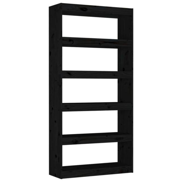 Berkfield Home Book Cabinet/Room Divider Black 80x30x167.4 cm Solid Wood Pine - image 1