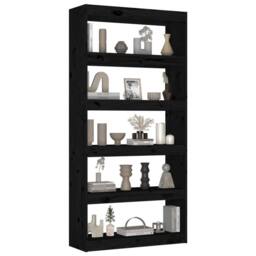 Berkfield Home Book Cabinet/Room Divider Black 80x30x167.4 cm Solid Wood Pine - thumbnail 4