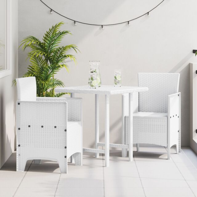 Berkfield Home Garden Chair Set of 2 White Plastic Rattan Style Standard - image 1