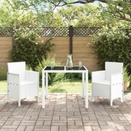 Berkfield Home Garden Chair Set of 2 White Plastic Rattan Style Standard - thumbnail 3