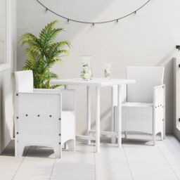 Berkfield Home Garden Chair Set of 2 White Plastic Rattan Style Standard - thumbnail 1