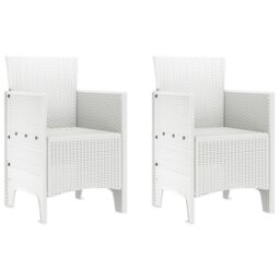 Berkfield Home Garden Chair Set of 2 White Plastic Rattan Style Standard - thumbnail 2