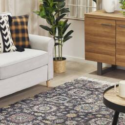 Wyld and Coco Multicolour Handwoven Polyester Cotton Rug Floral Oriental Tassels - Size: 140 cm x 200 cm - thumbnail 1