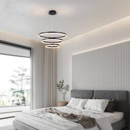 NIVOR 3 Rings 80cm Tiered Chandelie Dimmable LED Acrylic Crystal Pendant in Black - thumbnail 6