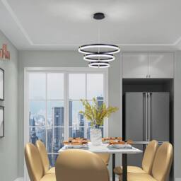 NIVOR 3 Rings 80cm Tiered Chandelie Dimmable LED Acrylic Crystal Pendant in Black - thumbnail 8