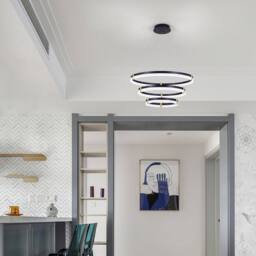 NIVOR 3 Rings 80cm Tiered Chandelie Dimmable LED Acrylic Crystal Pendant in Black - thumbnail 7